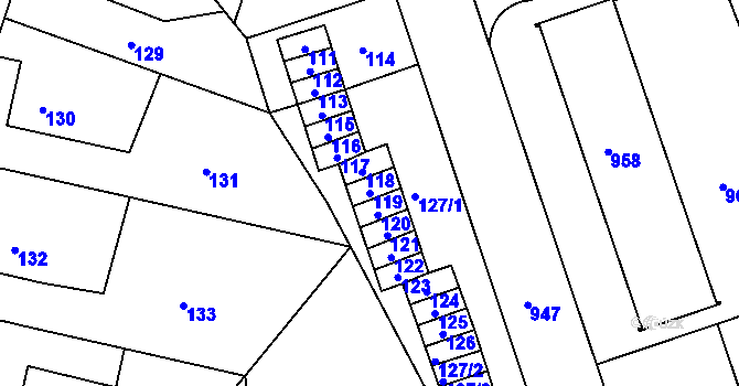 Parcela st. 119 v KÚ Volyně, Katastrální mapa