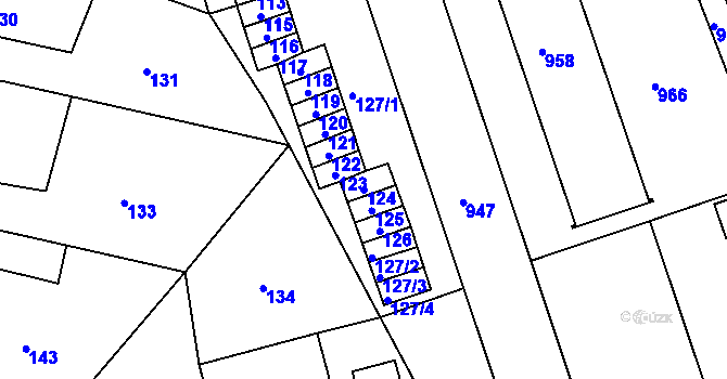 Parcela st. 124 v KÚ Volyně, Katastrální mapa