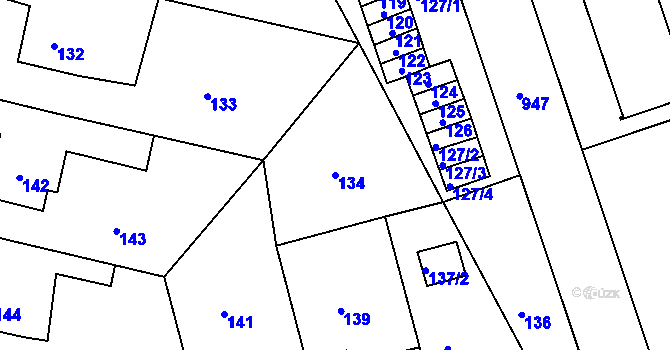 Parcela st. 134 v KÚ Volyně, Katastrální mapa