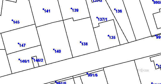 Parcela st. 138 v KÚ Volyně, Katastrální mapa
