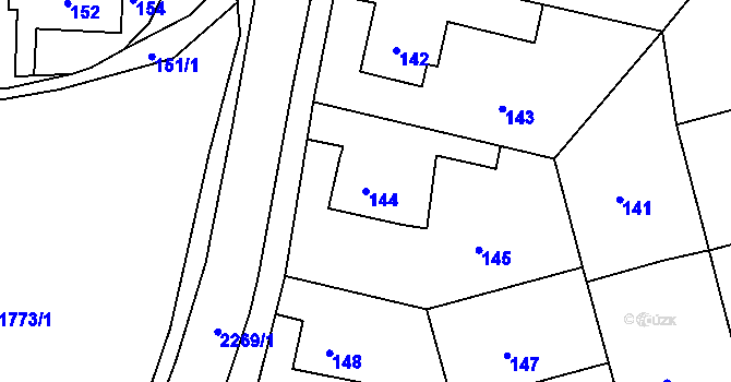 Parcela st. 144 v KÚ Volyně, Katastrální mapa