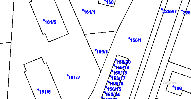Parcela st. 159/1 v KÚ Volyně, Katastrální mapa