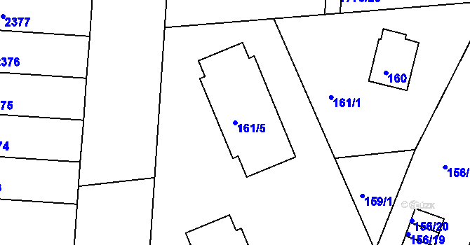 Parcela st. 161/5 v KÚ Volyně, Katastrální mapa