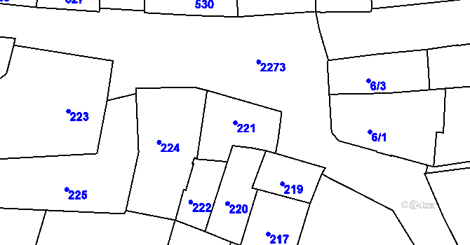 Parcela st. 221 v KÚ Volyně, Katastrální mapa