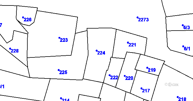 Parcela st. 224 v KÚ Volyně, Katastrální mapa