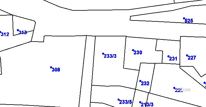 Parcela st. 233/3 v KÚ Volyně, Katastrální mapa