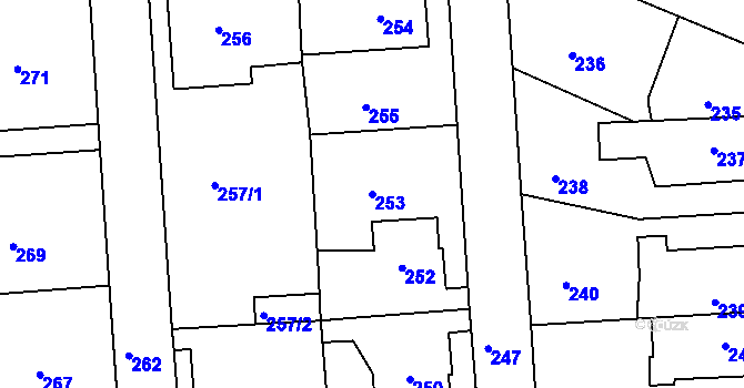 Parcela st. 253 v KÚ Volyně, Katastrální mapa