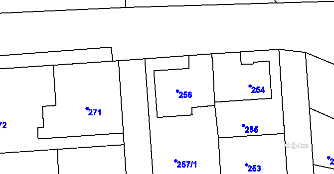 Parcela st. 256 v KÚ Volyně, Katastrální mapa