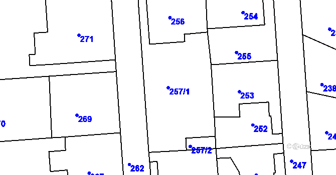 Parcela st. 257/1 v KÚ Volyně, Katastrální mapa