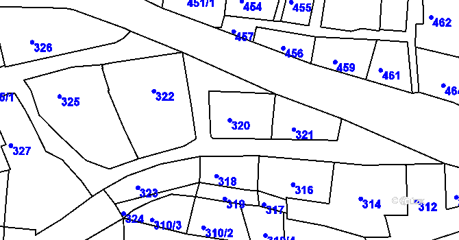 Parcela st. 320 v KÚ Volyně, Katastrální mapa