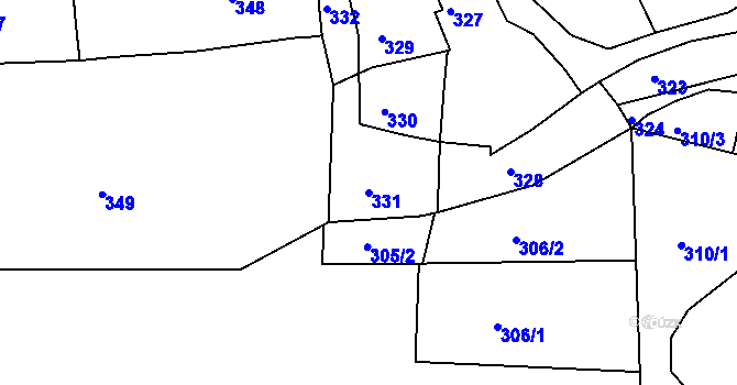 Parcela st. 331 v KÚ Volyně, Katastrální mapa