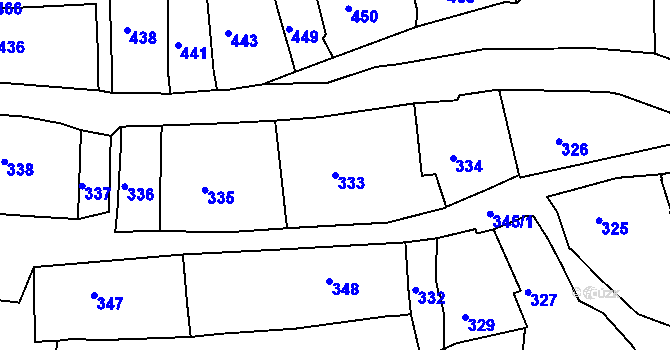Parcela st. 333 v KÚ Volyně, Katastrální mapa