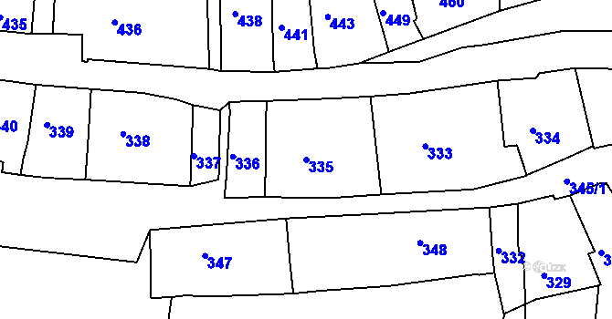 Parcela st. 335 v KÚ Volyně, Katastrální mapa