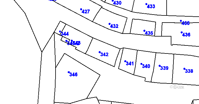 Parcela st. 342 v KÚ Volyně, Katastrální mapa