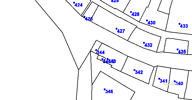 Parcela st. 344 v KÚ Volyně, Katastrální mapa