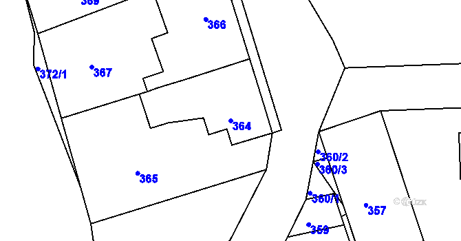 Parcela st. 364 v KÚ Volyně, Katastrální mapa