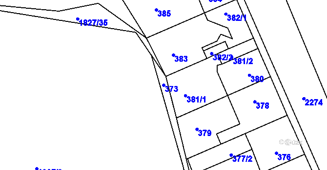 Parcela st. 373 v KÚ Volyně, Katastrální mapa