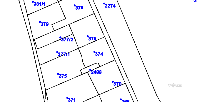 Parcela st. 374 v KÚ Volyně, Katastrální mapa