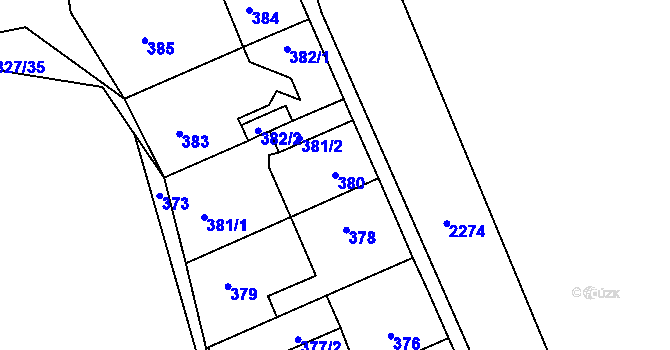 Parcela st. 380 v KÚ Volyně, Katastrální mapa