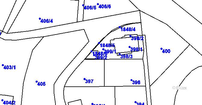 Parcela st. 399 v KÚ Volyně, Katastrální mapa