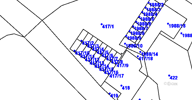 Parcela st. 417/5 v KÚ Volyně, Katastrální mapa