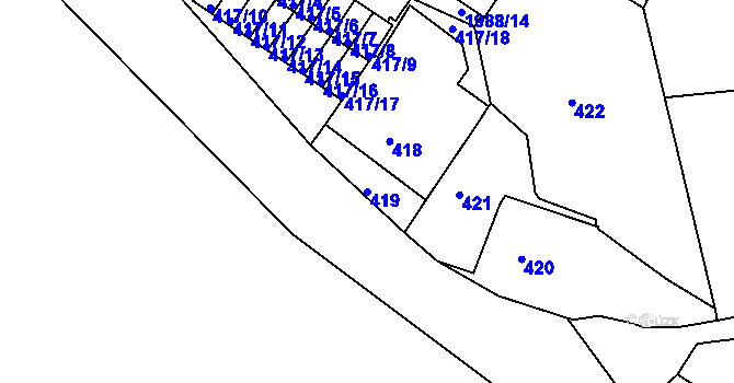 Parcela st. 419 v KÚ Volyně, Katastrální mapa