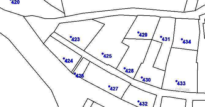 Parcela st. 425 v KÚ Volyně, Katastrální mapa