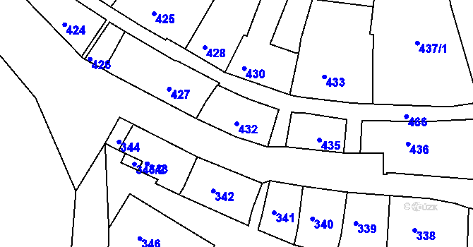 Parcela st. 432 v KÚ Volyně, Katastrální mapa