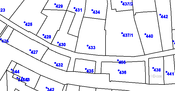 Parcela st. 433 v KÚ Volyně, Katastrální mapa