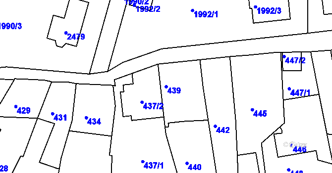 Parcela st. 439 v KÚ Volyně, Katastrální mapa