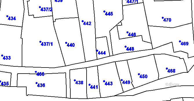 Parcela st. 444 v KÚ Volyně, Katastrální mapa