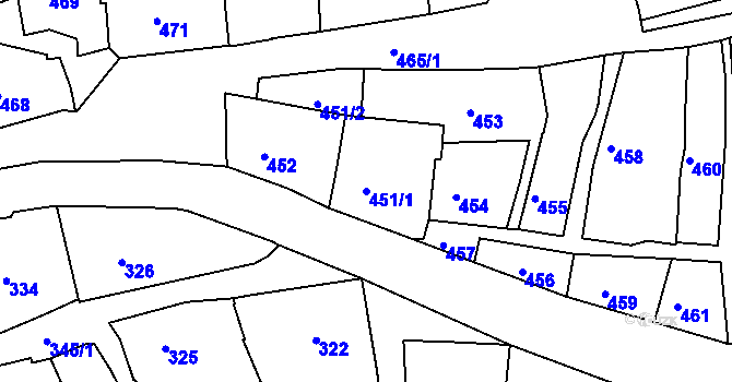 Parcela st. 451/1 v KÚ Volyně, Katastrální mapa