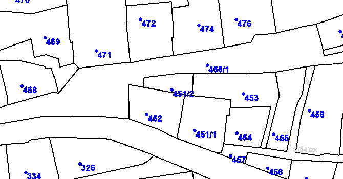 Parcela st. 451/2 v KÚ Volyně, Katastrální mapa