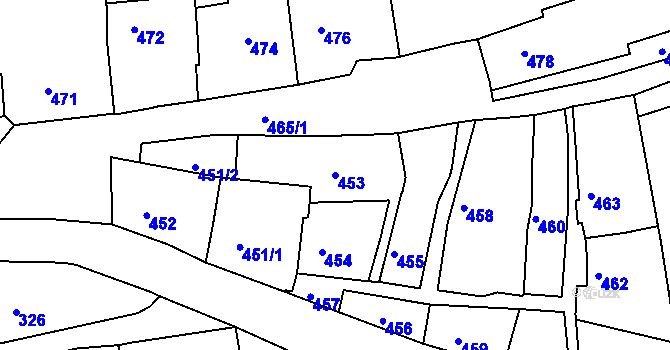 Parcela st. 453 v KÚ Volyně, Katastrální mapa
