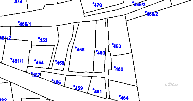 Parcela st. 460 v KÚ Volyně, Katastrální mapa