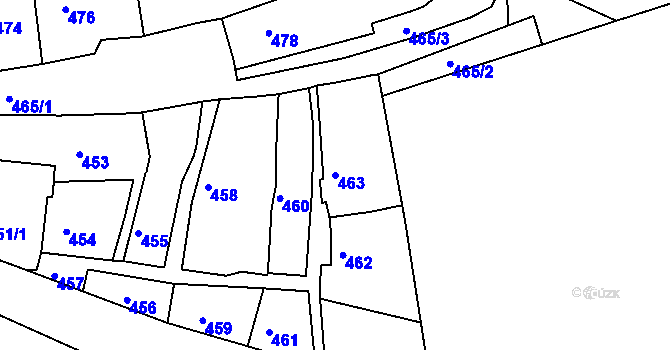 Parcela st. 463 v KÚ Volyně, Katastrální mapa
