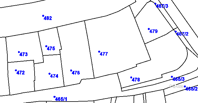 Parcela st. 477 v KÚ Volyně, Katastrální mapa