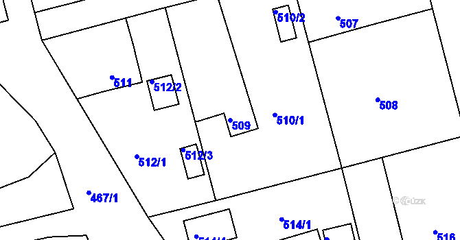 Parcela st. 509 v KÚ Volyně, Katastrální mapa