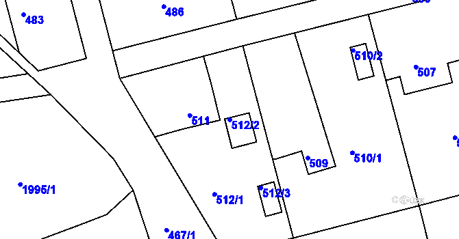 Parcela st. 512/2 v KÚ Volyně, Katastrální mapa