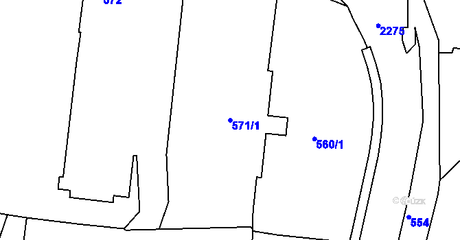 Parcela st. 571/1 v KÚ Volyně, Katastrální mapa