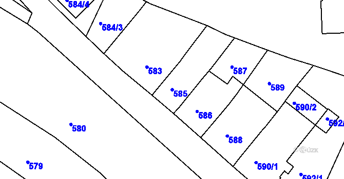 Parcela st. 585 v KÚ Volyně, Katastrální mapa
