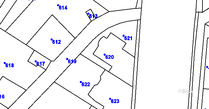 Parcela st. 620 v KÚ Volyně, Katastrální mapa