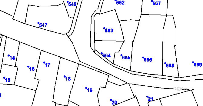 Parcela st. 664 v KÚ Volyně, Katastrální mapa