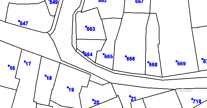 Parcela st. 665 v KÚ Volyně, Katastrální mapa