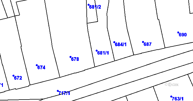 Parcela st. 681/1 v KÚ Volyně, Katastrální mapa