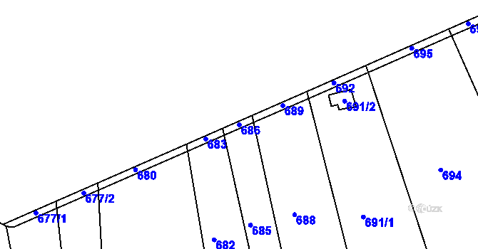 Parcela st. 686 v KÚ Volyně, Katastrální mapa