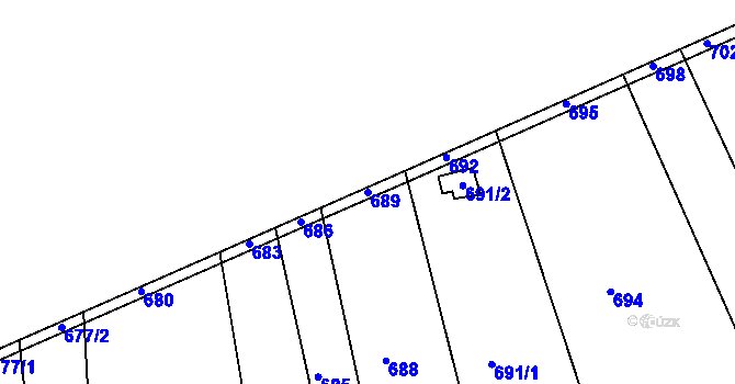 Parcela st. 689 v KÚ Volyně, Katastrální mapa
