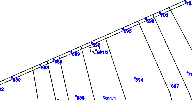 Parcela st. 691/2 v KÚ Volyně, Katastrální mapa