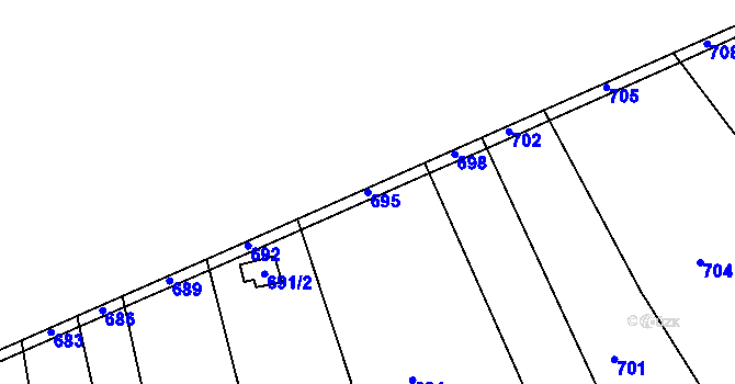 Parcela st. 695 v KÚ Volyně, Katastrální mapa