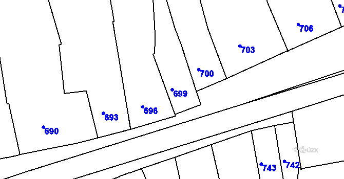 Parcela st. 699 v KÚ Volyně, Katastrální mapa